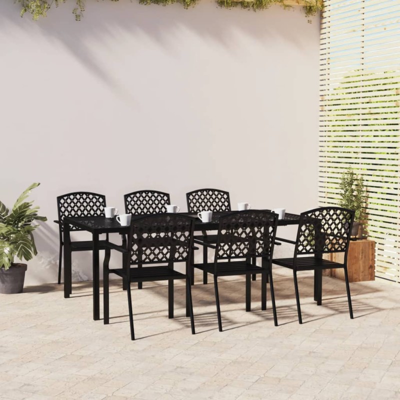 7 pcs conjunto de jantar para jardim aço antracite-Conjuntos de jardim-Home Retail