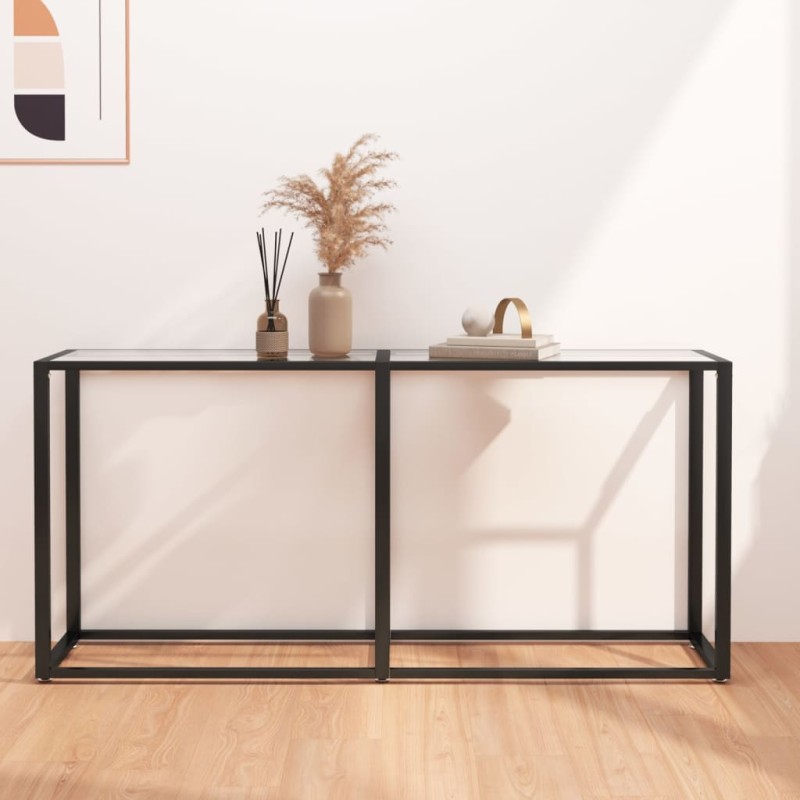 Mesa consola transparente 160x35x75,5 cm vidro temperado-Mesas de apoio-Home Retail