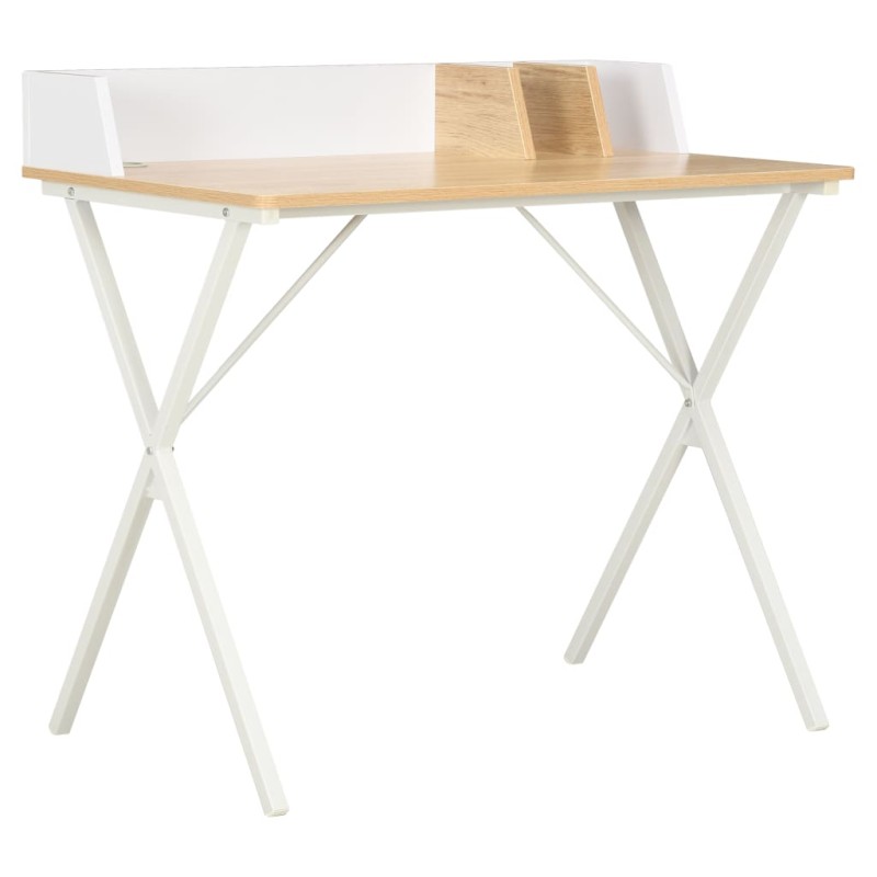 Secretária 80x50x84 cm branco e natural-Escrivaninhas-Home Retail