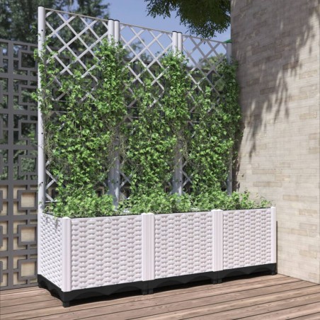 Vaso/floreira jardim c/ treliça 120x40x136 cm PP branco