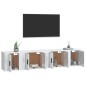 4 pcs conjunto móveis de TV madeira processada branco brilhante