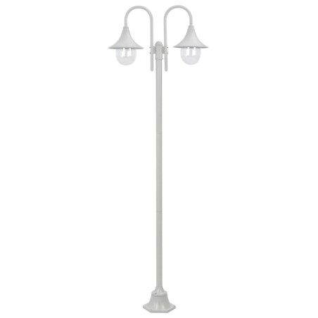 Candeeiro de pé p/ jardim c/ 2 braços E27 220cm alumínio branco