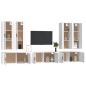 Conjunto móveis de TV 7 pcs madeira processada branco