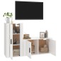 2 pcs conjunto móveis de TV derivados madeira branco brilhante