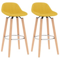 Bancos de bar 2 pcs tecido amarelo mostarda