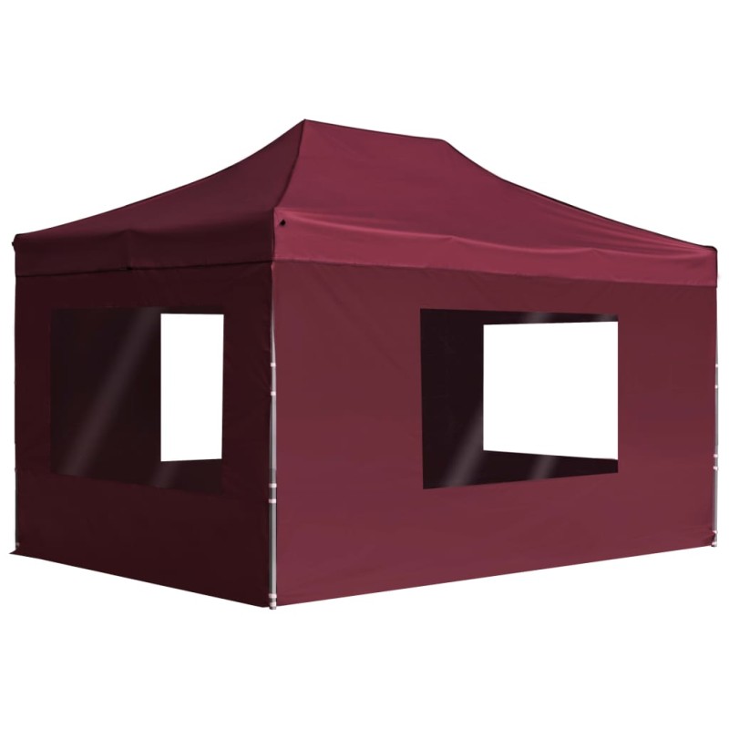 Tenda dobrável prof. c/ paredes alumínio 4,5x3m vermelho tinto-Toldos e gazebos-Home Retail