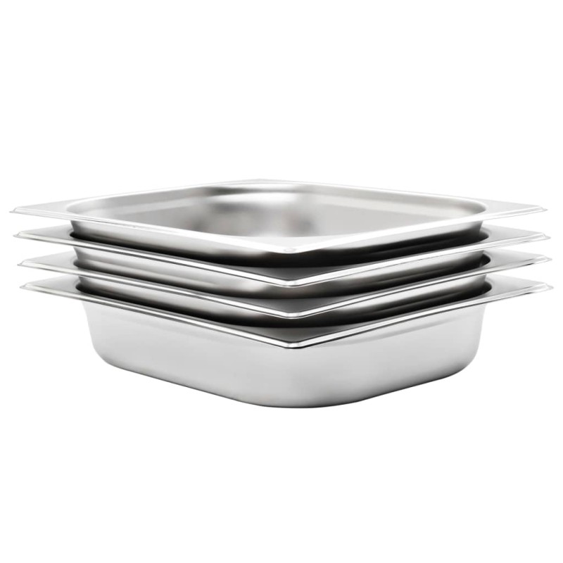 Recipientes gastronorm 4 pcs GN 1/2 65 mm aço inoxidável-Panelas para mesa térmica-Home Retail