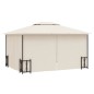 Gazebo com paredes laterais e telhado duplo 3x4 m cor creme