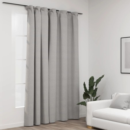 Cortinas opacas aspeto linho com ganchos 290x245 cm cinzento