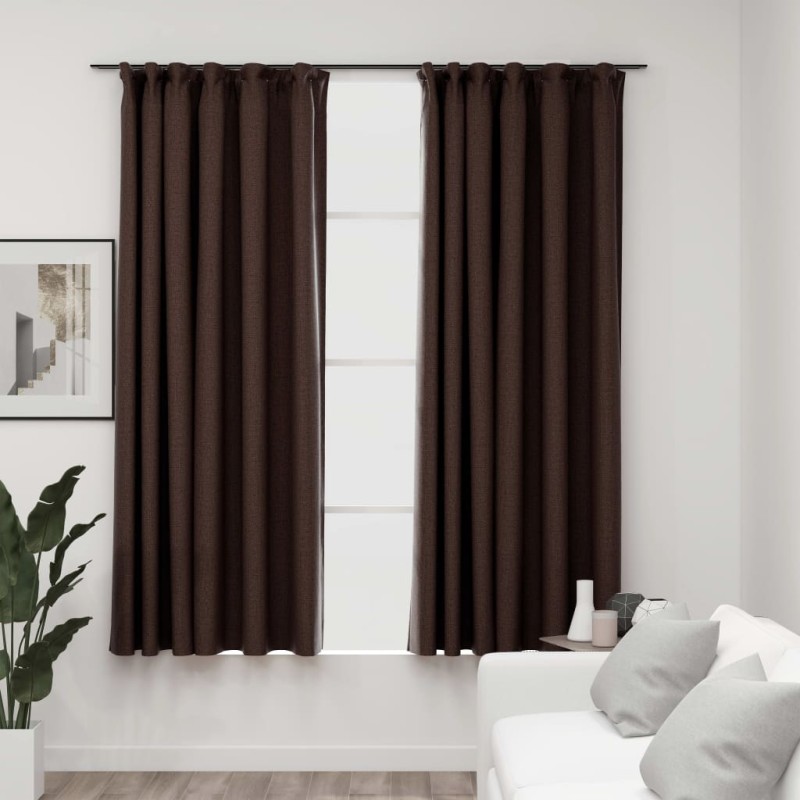 Cortinas opacas asp. linho + ganchos 2pcs 140x175cm cinza-acas.-Persianas e cortinas-Home Retail