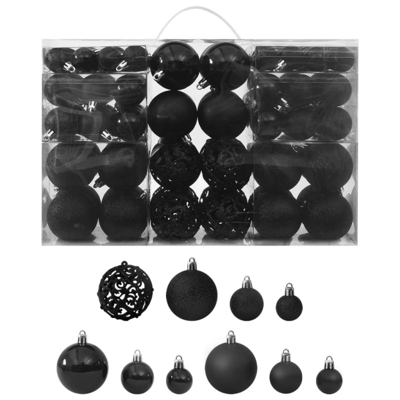 Conjunto de bolas de natal 100 pcs preto-Enfeites do Feriados-Home Retail