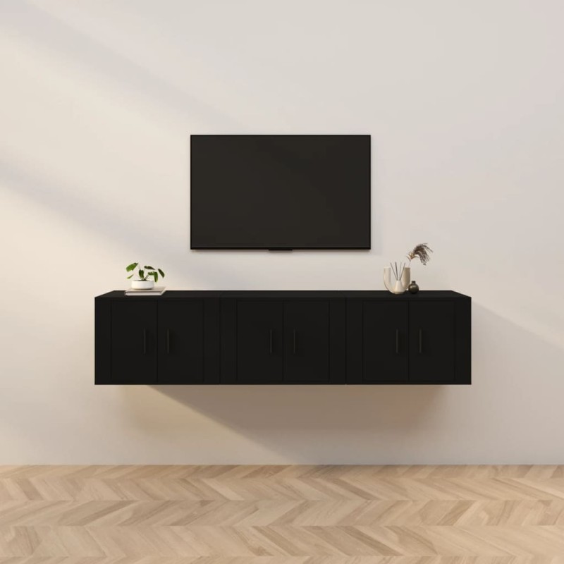 Móveis de TV de parede 3 pcs 57x34,5x40 cm preto-Móveis de TV-Home Retail