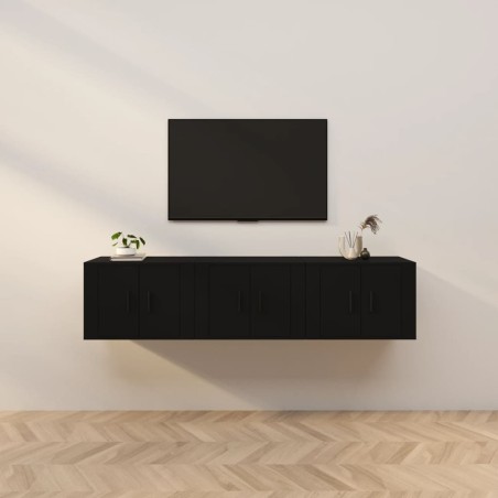 Móveis de TV de parede 3 pcs 57x34,5x40 cm preto