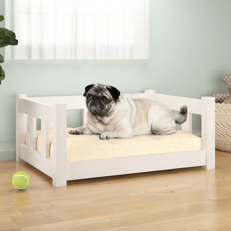 Cama para cães 65,5x50,5x28 cm madeira de pinho maciça branco-Ninhos para cães-Home Retail