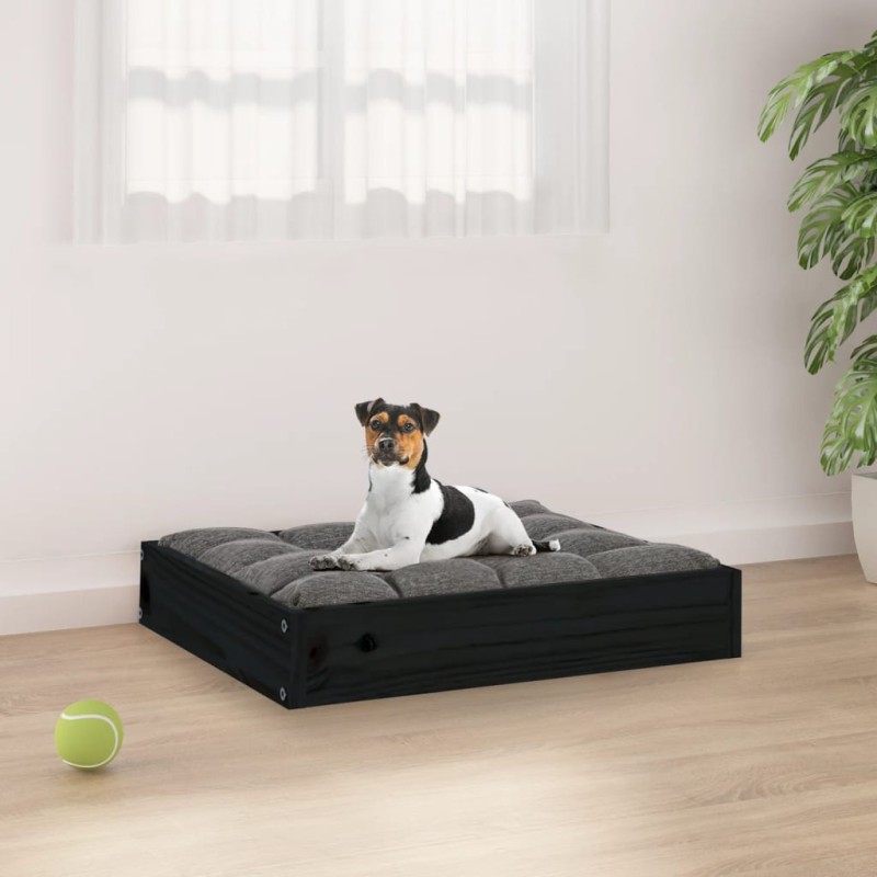 Cama para cães 51,5x44x9 cm madeira de pinho maciça preto-Ninhos para cães-Home Retail