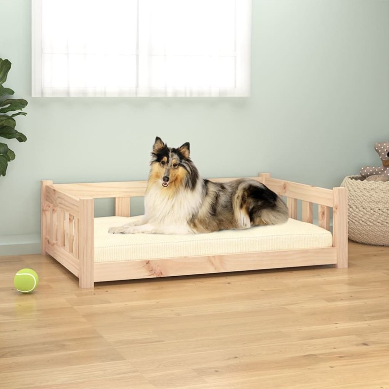 Cama para cães 95,5x65,5x28 cm madeira de pinho maciça-Ninhos para cães-Home Retail