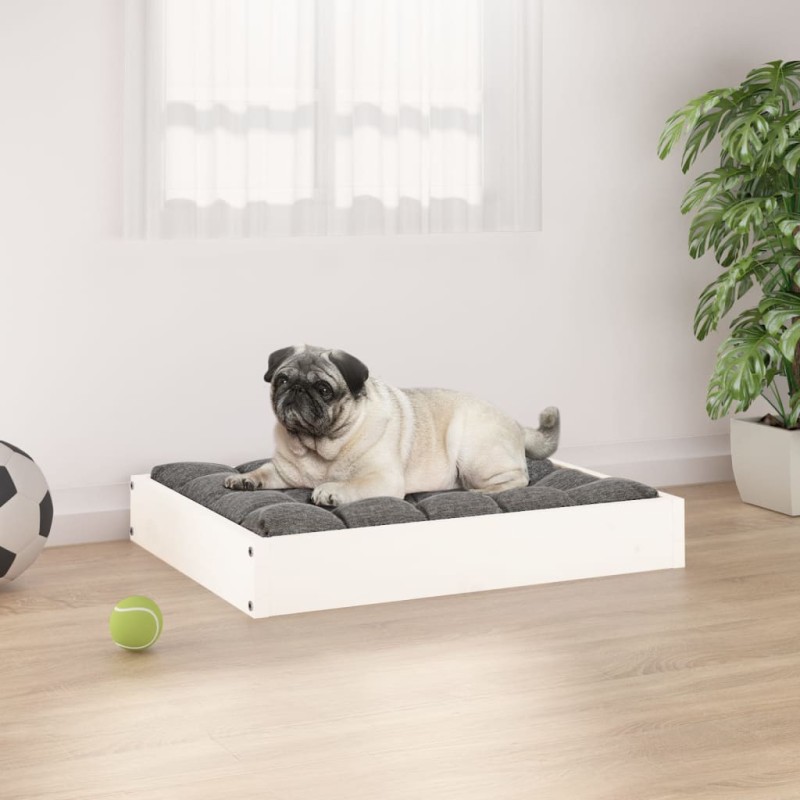 Cama para cães 61,5x49x9 cm madeira de pinho maciça branco-Ninhos para cães-Home Retail