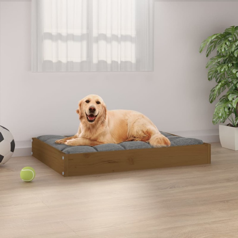 Cama para cães 71,5x54x9 cm pinho maciço castanho mel-Ninhos para cães-Home Retail