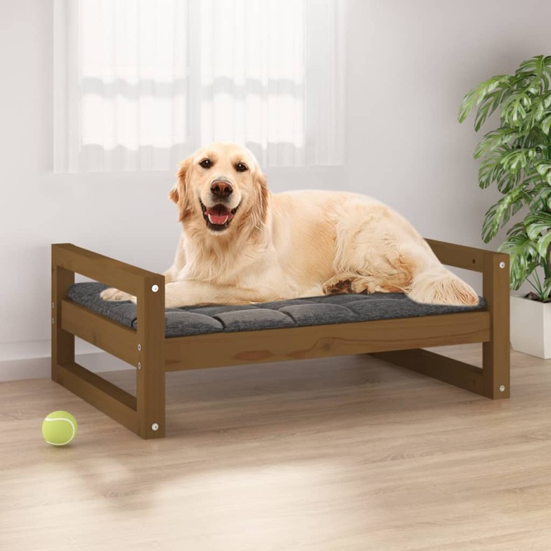 Cama p/ cães 75,5x55,5x28 cm madeira pinho maciça castanho mel-Ninhos para cães-Home Retail