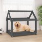 Cama para cães 81x60x70 cm madeira de pinho maciça cinza