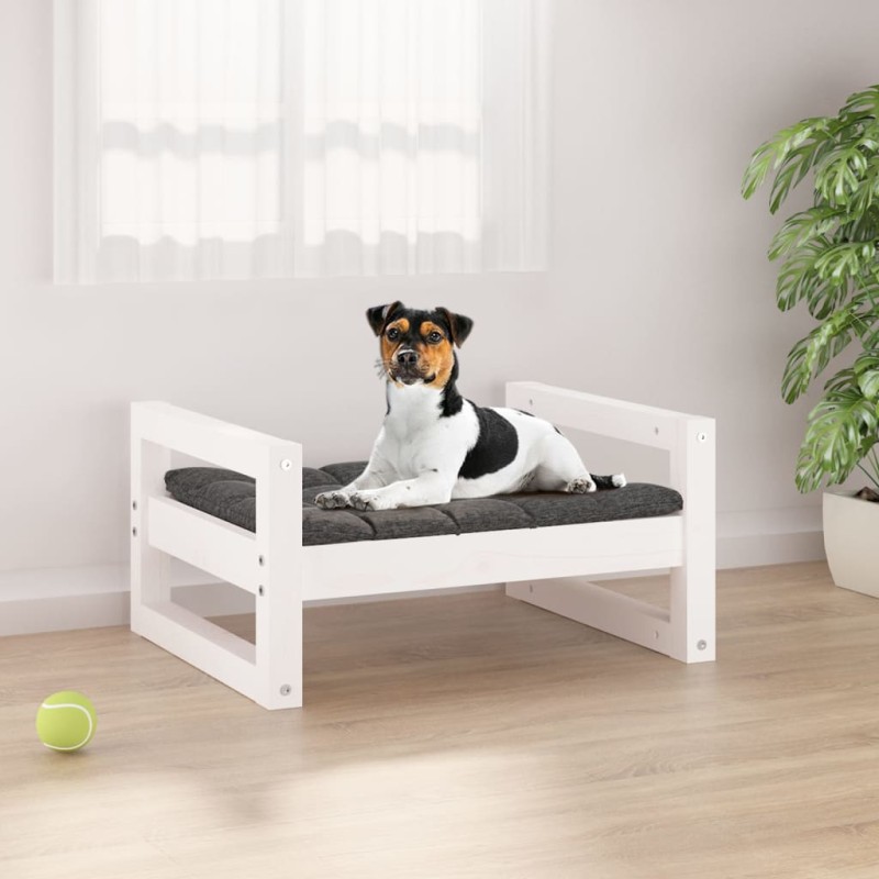 Cama para cães 55,5x45,5x28 cm madeira de pinho maciça branco-Ninhos para cães-Home Retail