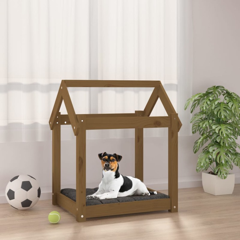 Cama para cães 61x50x70 cm pinho maciço castanho mel-Ninhos para cães-Home Retail