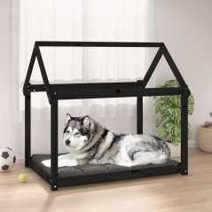 Cama para cães 111x80x100 cm madeira de pinho preto