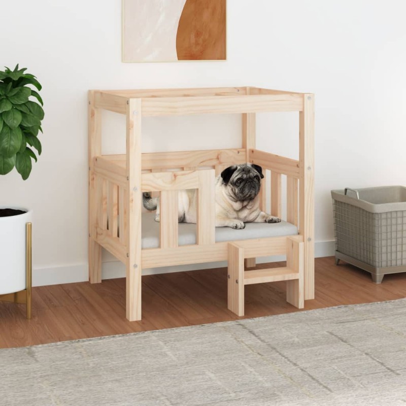 Cama para cães 65,5x43x70 cm madeira de pinho maciça-Ninhos para cães-Home Retail