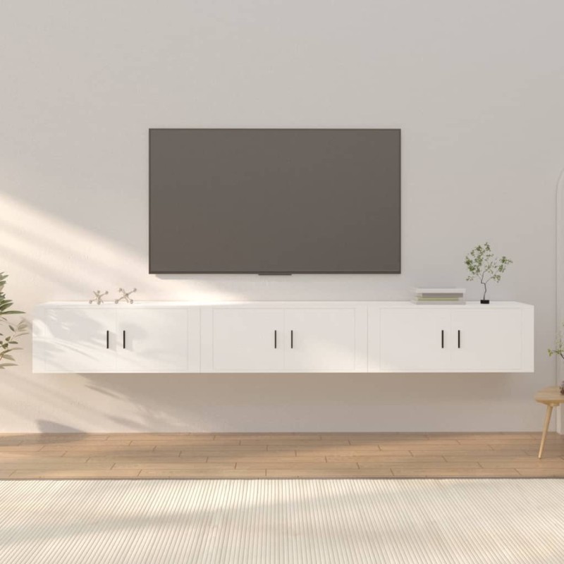 Móveis de TV de parede 3 pcs 100x34,5x40 cm branco-Móveis de TV-Home Retail