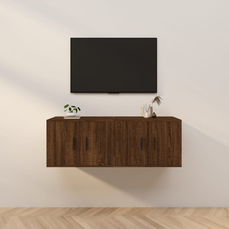 Móveis de TV de parede 2 pcs 57x34,5x40 cm carvalho castanho-Móveis de TV-Home Retail