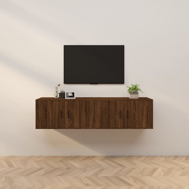 Móveis de TV de parede 2 pcs 80x34,5x40 cm carvalho castanho-Móveis de TV-Home Retail