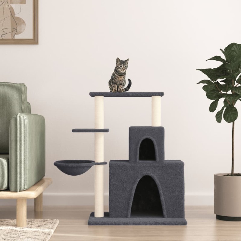 Árvore p/ gatos c/ postes arranhadores sisal 83 cm cinza-escuro-Móveis para gatos-Home Retail