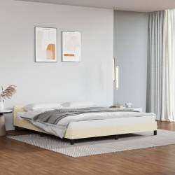 Estrutura de cama c/ cabeceira couro artificial 180x200cm creme