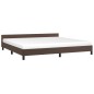 Estrutura cama c/ cabeceira 200x200cm couro artificial castanho