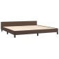 Estrutura cama c/ cabeceira 200x200cm couro artificial castanho