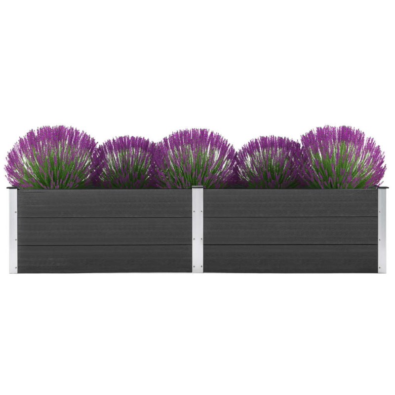 Canteiro elevado de jardim 250x100x54 cm WPC cinzento-Vasos e floreiras-Home Retail