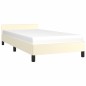 Estrutura de cama c/ cabeceira couro artificial 90x190 cm creme