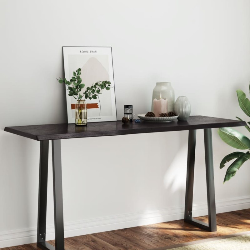 Tampo de mesa com bordas vivas maciço tratado castanho-escuro-Tampos de mesa-Home Retail