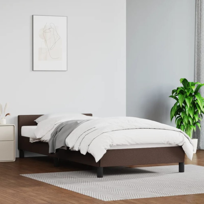 Estrutura cama c/ cabeceira 100x200cm couro artificial castanho-Camas e estruturas de camas-Home Retail