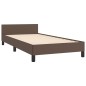 Estrutura cama c/ cabeceira 100x200cm couro artificial castanho