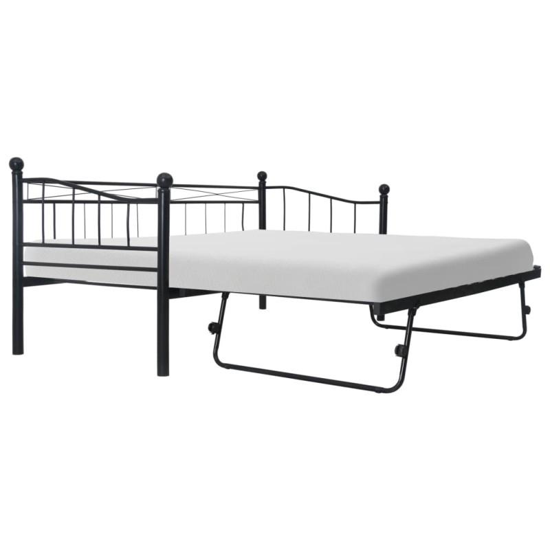 Estrutura de cama em aço 180x200/90x200 cm preto-Camas e estruturas de camas-Home Retail