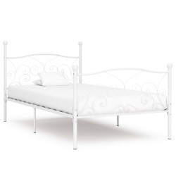 Estrutura de cama com estrado de ripas 90x200 cm metal branco