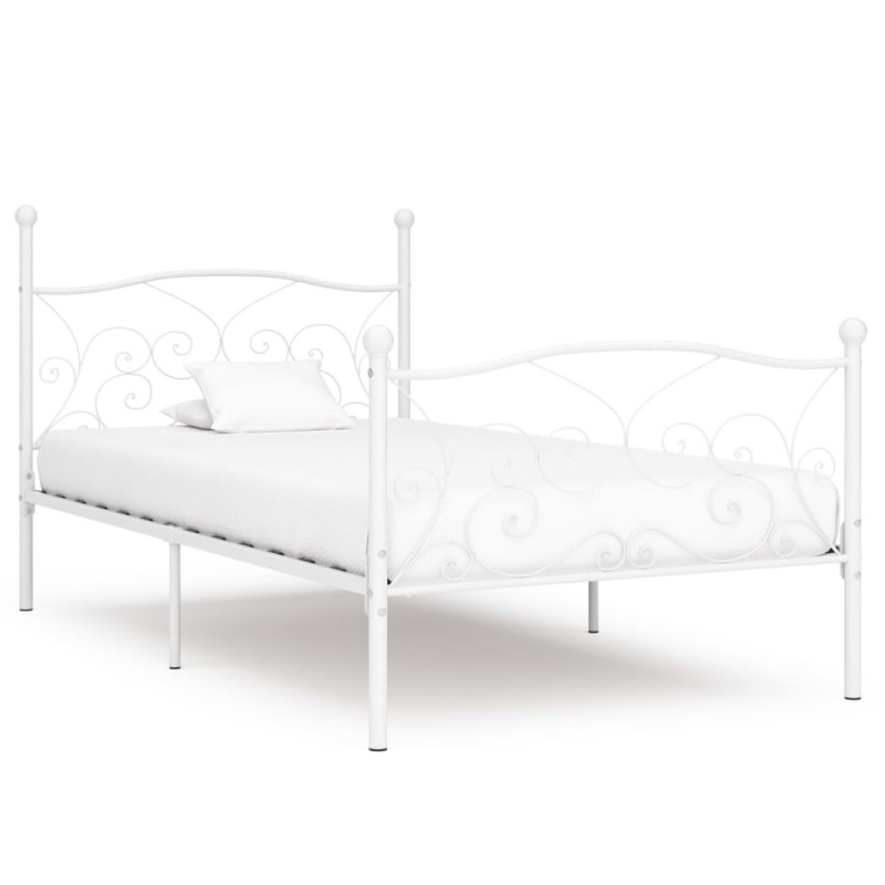 Estrutura de cama com estrado de ripas 90x200 cm metal branco-Camas e estruturas de camas-Home Retail