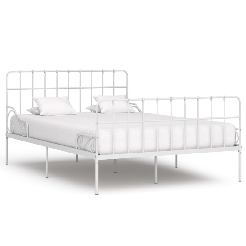 Estrutura de cama com estrado de ripas 140x200 cm metal branco-Camas e estruturas de camas-Home Retail