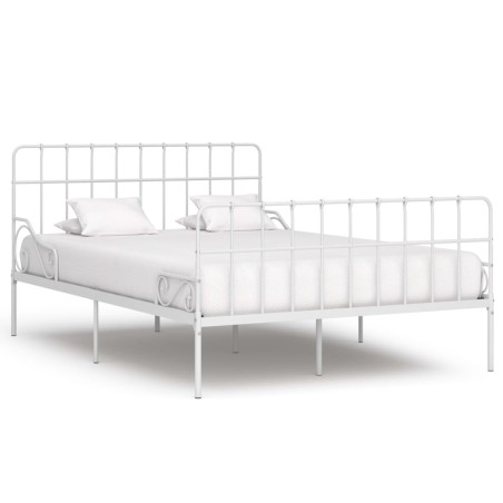 Estrutura de cama com estrado de ripas 140x200 cm metal branco