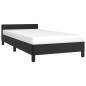 Estrutura de cama c/ cabeceira 90x190 cm couro artificial preto