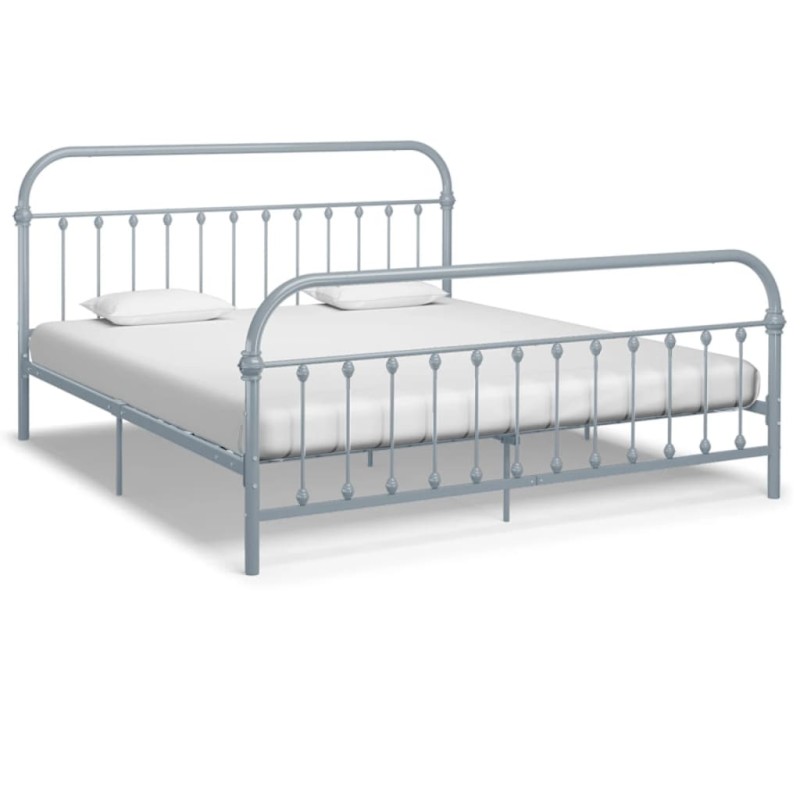 Estrutura de cama metal 180x200 cm cinzento-Camas e estruturas de camas-Home Retail