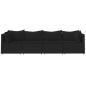 4 pcs conjunto lounge de jardim c/ almofadões vime PE preto