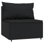 4 pcs conjunto lounge de jardim c/ almofadões vime PE preto