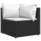 3 pcs conjunto lounge de jardim c/ almofadões vime PE preto